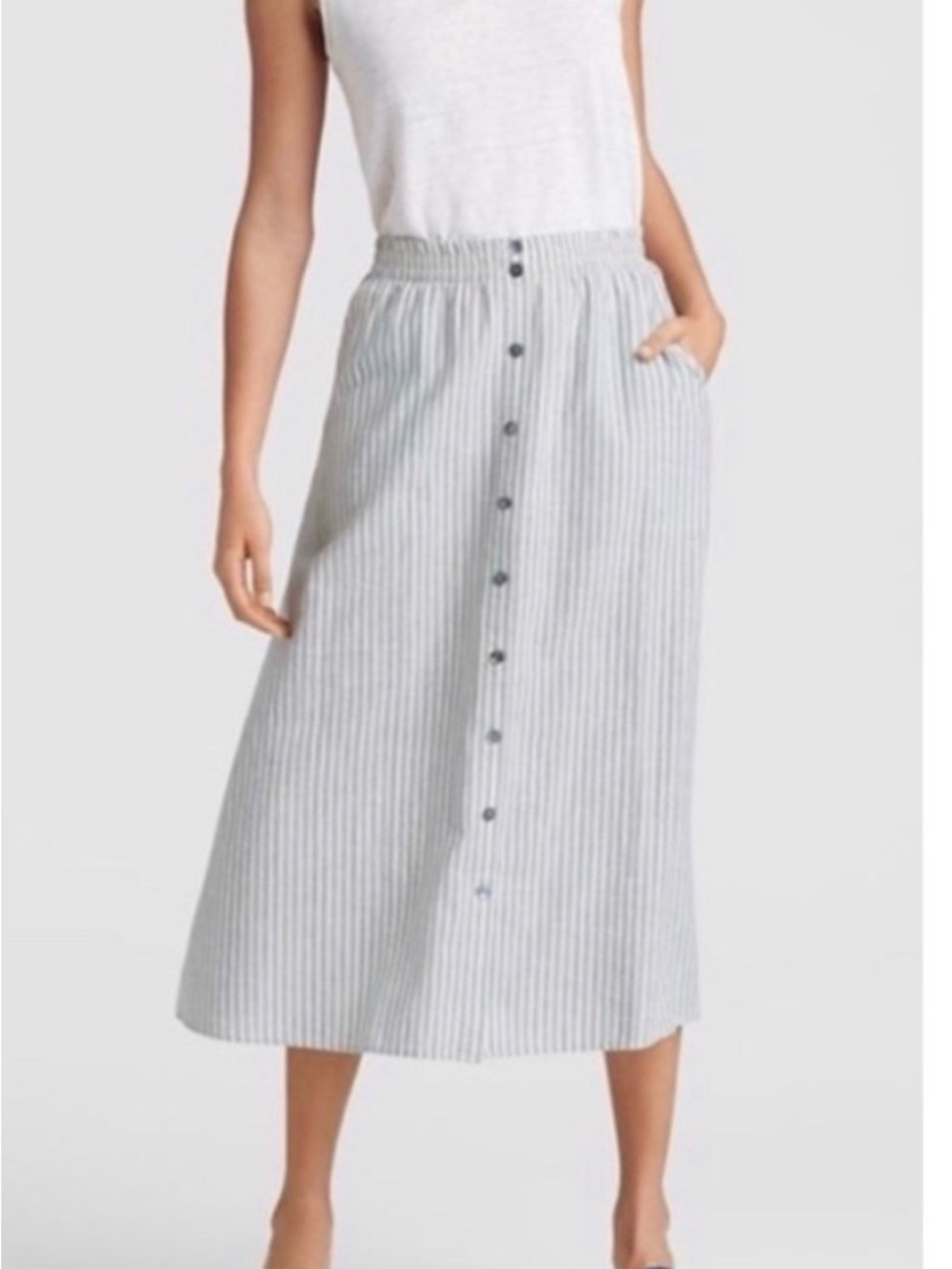 Eileen Fisher Hemp Organic Cotton Striped Skirt Medium